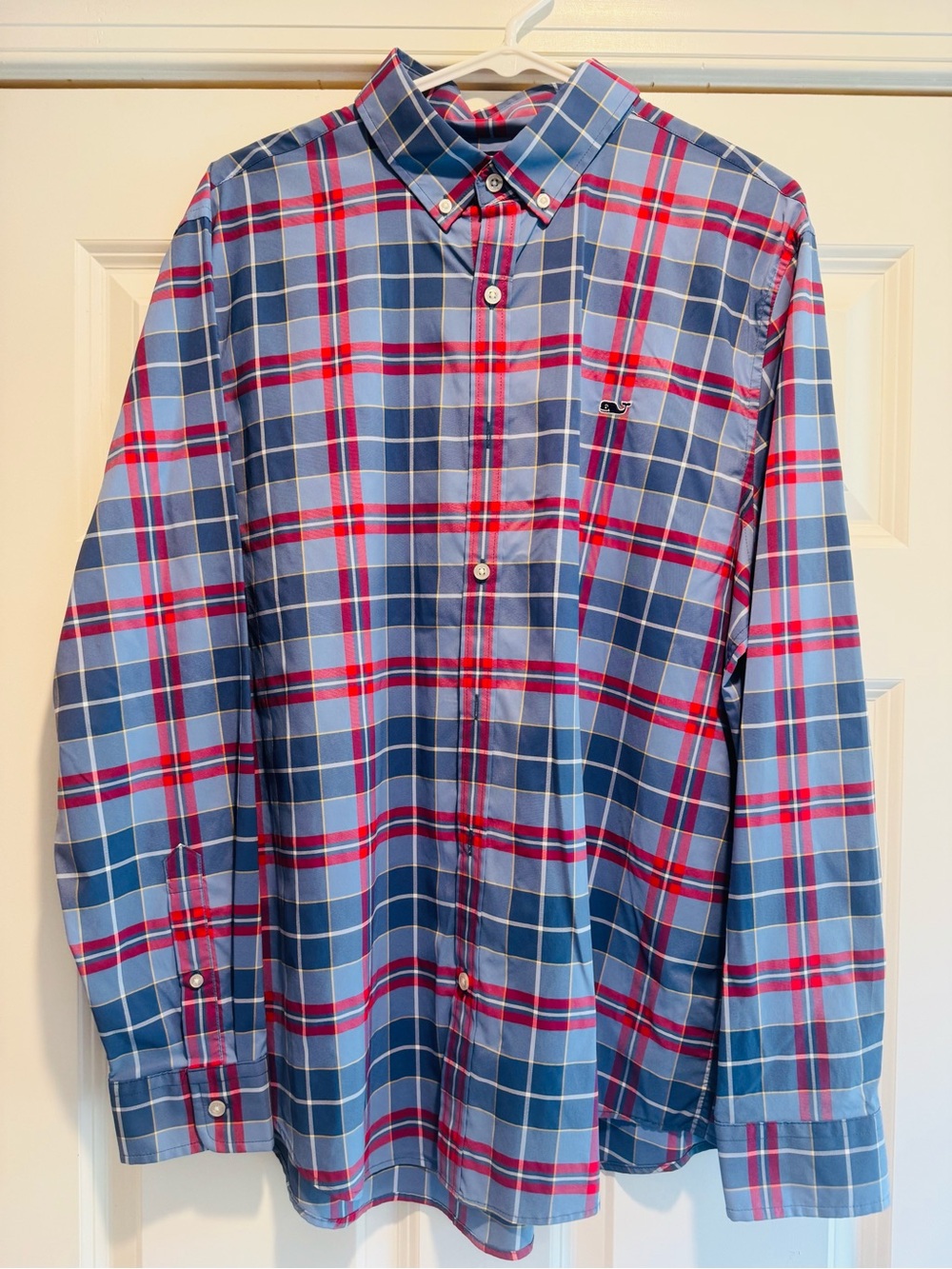 Vineyard Vines Slim Fit Whale Shirt Blue and Red Plaid Button-Down Shirt